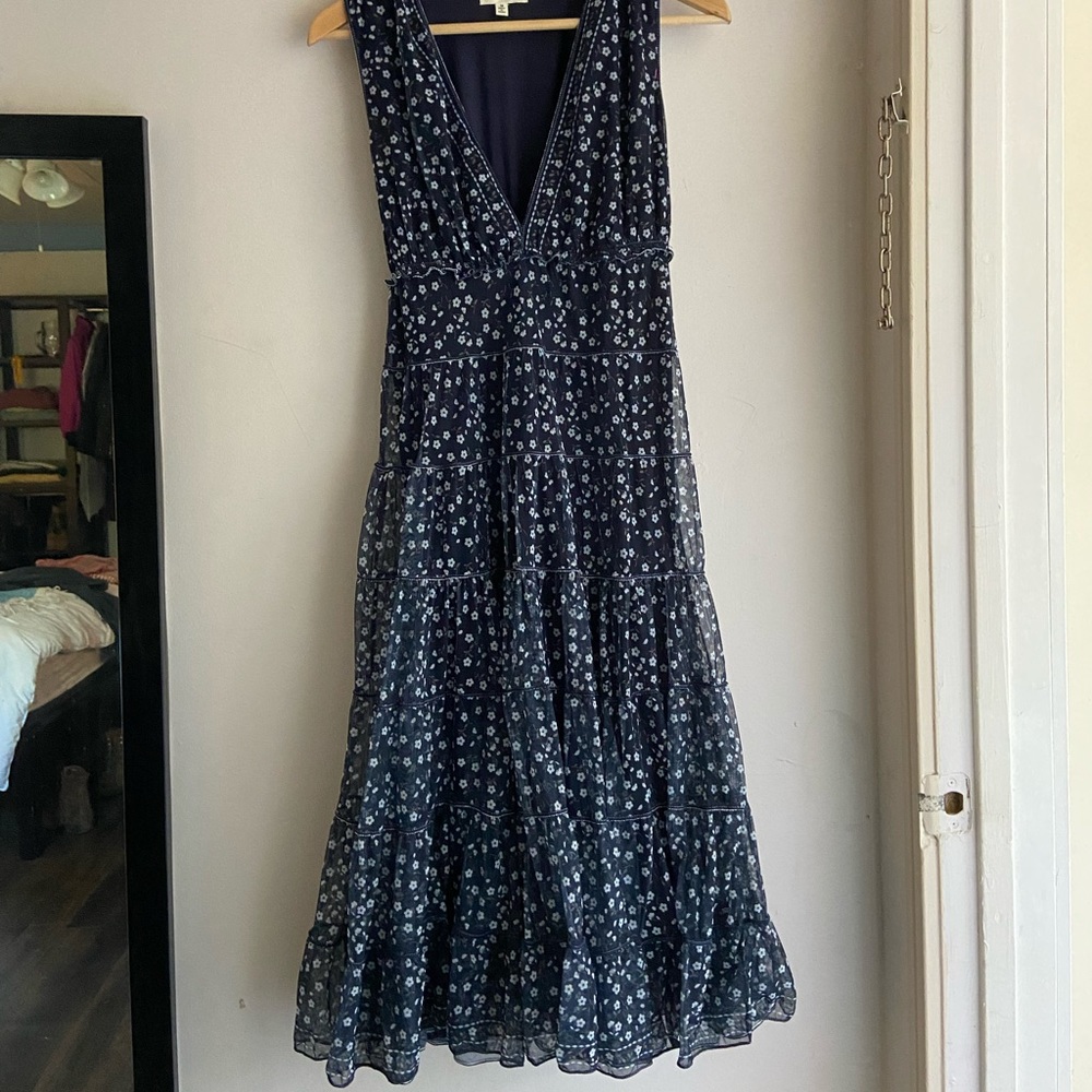 Max Studio Navy Floral Midi Dress